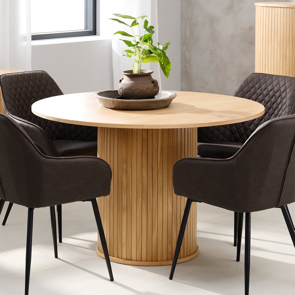 Table à manger ronde 4 personnes ø120 bois naturel - Maisons du Monde