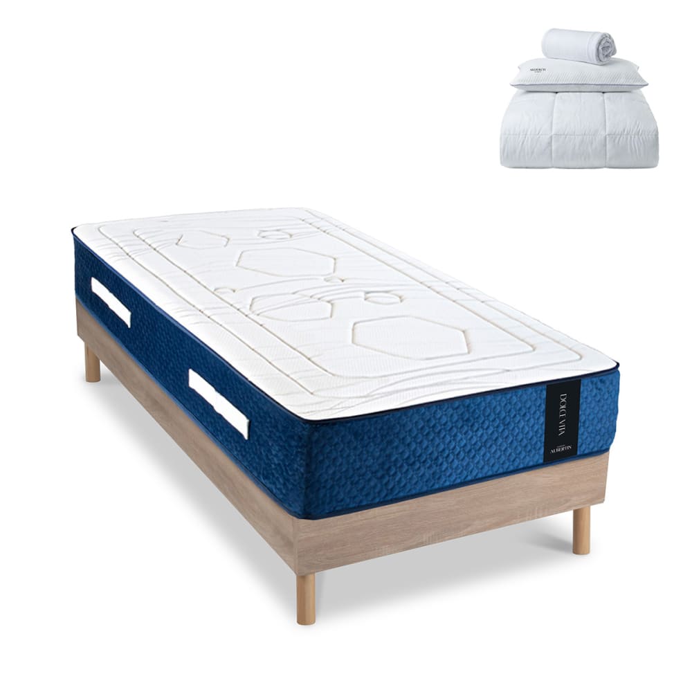 Prêt à dormir matelas ressorts mémoire h28 sommier bois 90x190 Prêt à dormir matelas ressorts mémoire h28 sommier bois 90x190