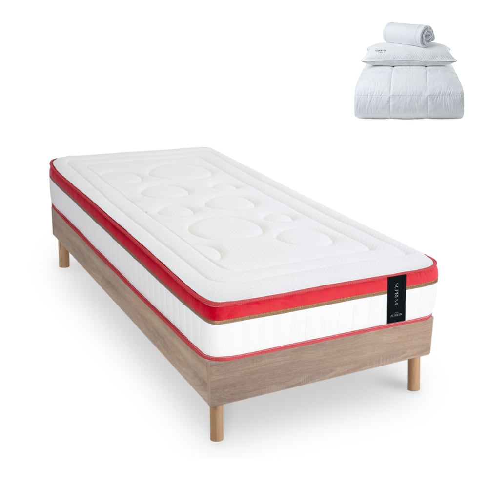 Prêt à dormir matelas mémoire h24 sommier bois 90x190 Prêt à dormir matelas mémoire h24 sommier bois 90x190