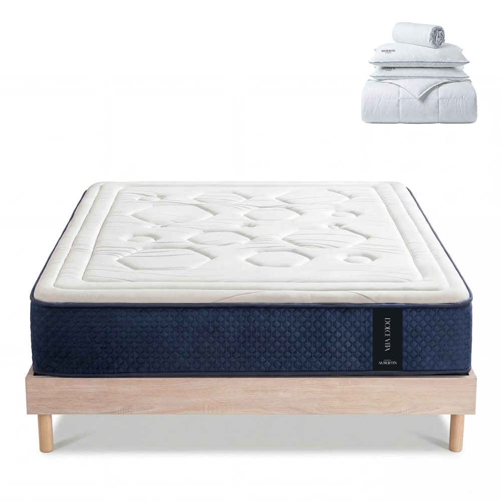 Prêt à dormir matelas ressorts mémoire h28 sommier bois 140x200 Prêt à dormir matelas ressorts mémoire h28 sommier bois 140x200