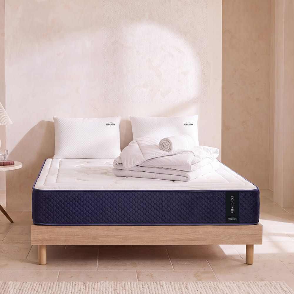 Prêt à dormir matelas ressorts mémoire h28 sommier bois 140x200 - Maisons du Monde