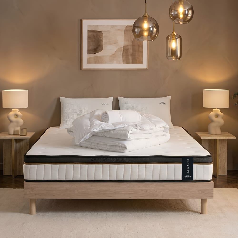 Prêt à dormir matelas mémoire h24 sommier bois 90x200 - Maisons du Monde