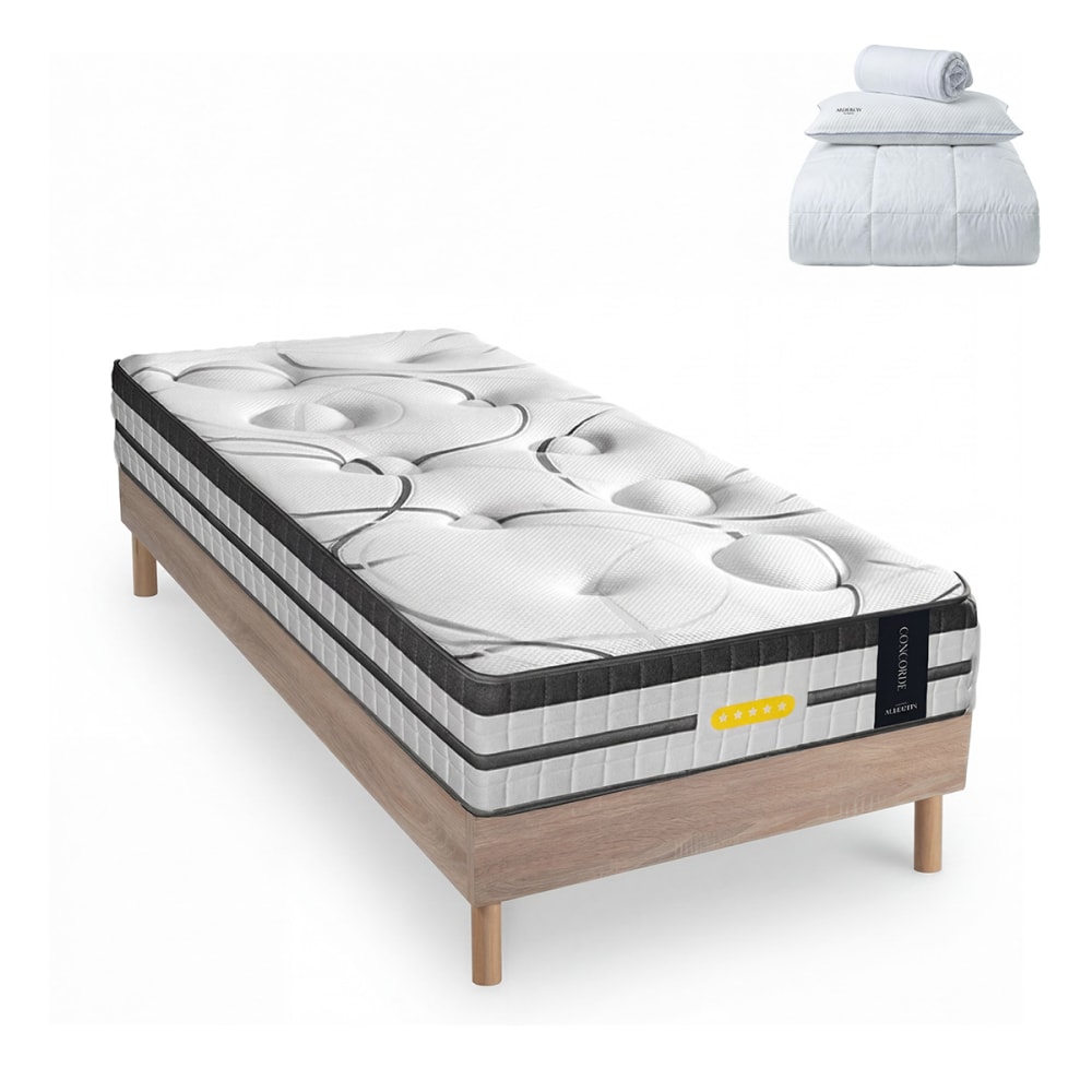 Prêt à dormir matelas ressorts mémoire h26 sommier bois 90x190 Prêt à dormir matelas ressorts mémoire h26 sommier bois 90x190