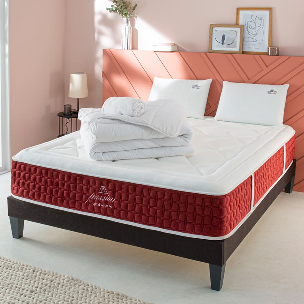Prêt à dormir matelas ressorts mémoire h32 sommier gris 90x200 - Maisons du Monde