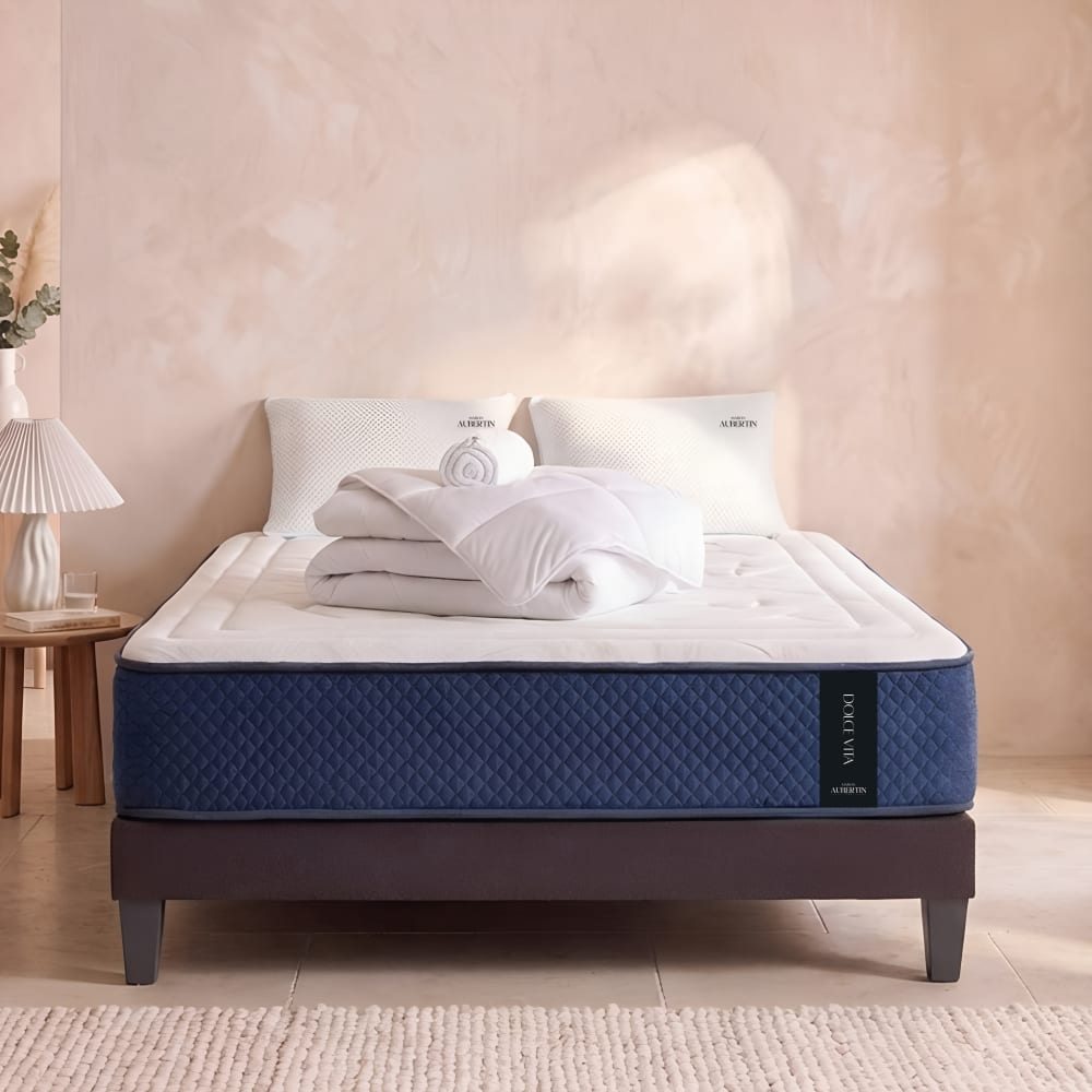 Prêt à dormir matelas ressorts mémoire h28 sommier gris 140x200 - Maisons du Monde