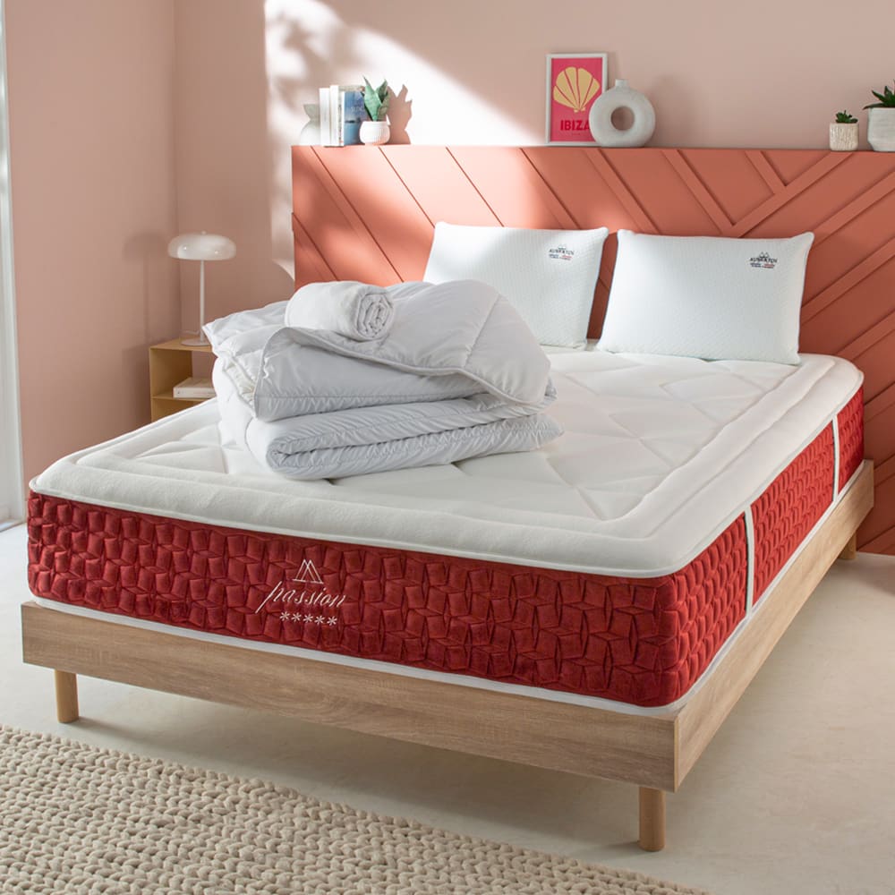 Prêt à dormir matelas ressorts mémoire h32 sommier bois 140x200 - Maisons du Monde