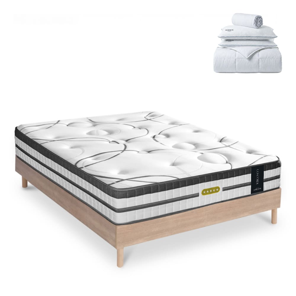 Prêt à dormir matelas ressorts mémoire h26 sommier bois 140x190 Prêt à dormir matelas ressorts mémoire h26 sommier bois 140x190