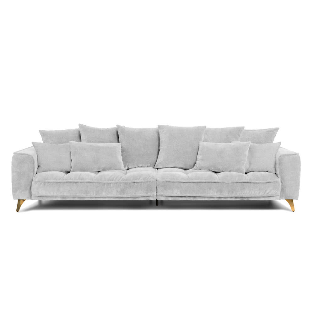 Canapé 4 places tissu droit gris clair