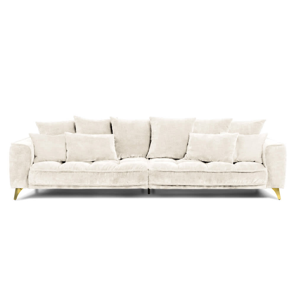 Canapé 4 places tissu droit beige