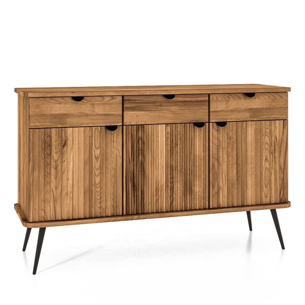 Maison Aubertin Buffet 3 portes bois foncé bois 144x46 Marron Bois - 144x87x144cm
