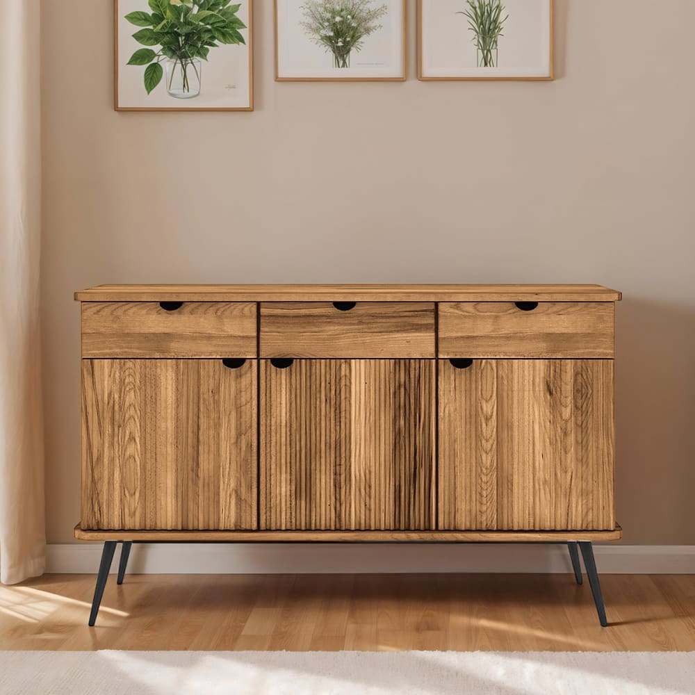 Buffet 3 portes bois foncé bois 144x46 - Maisons du Monde