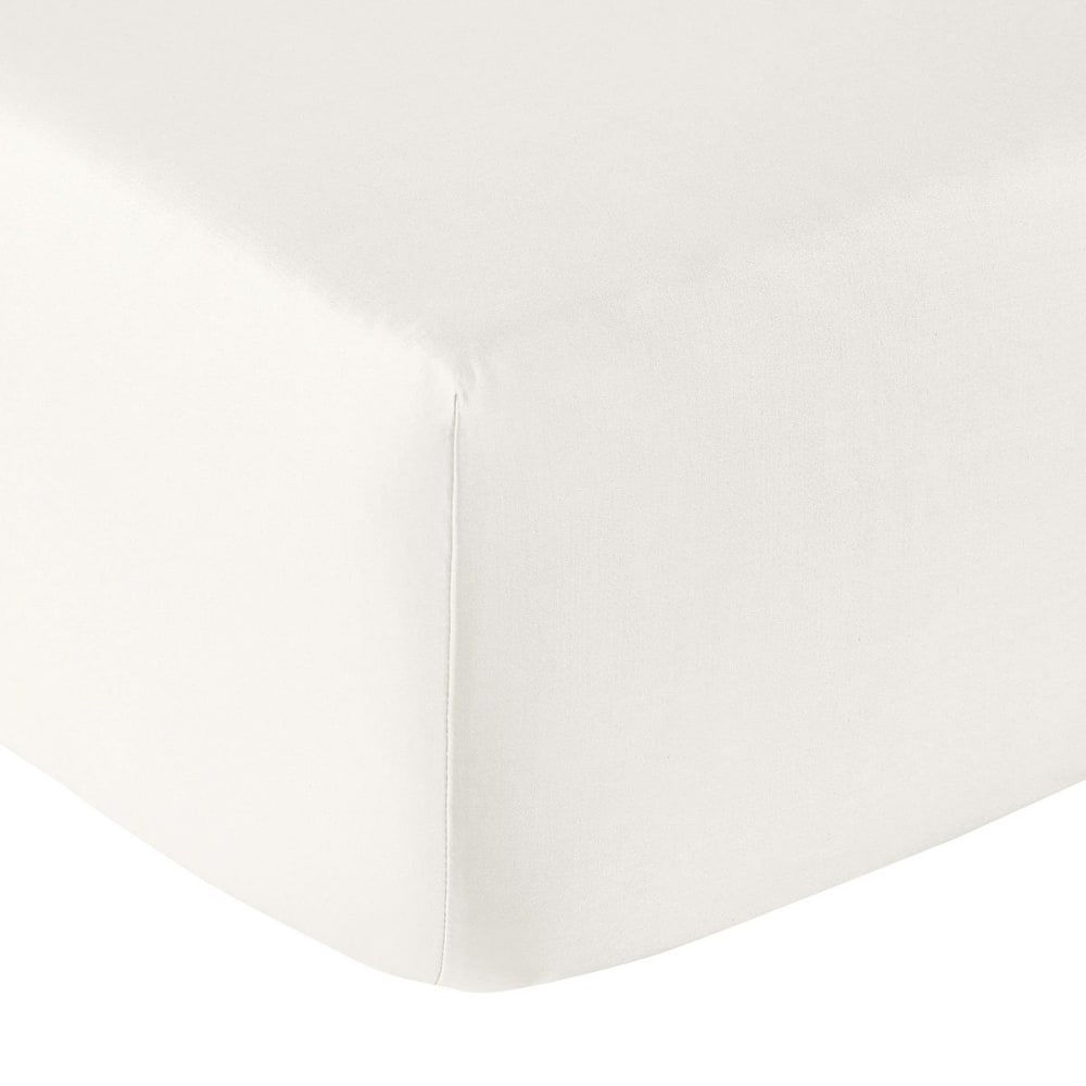 Drap housse coton blanc doux 90x190 cm - Maisons du Monde