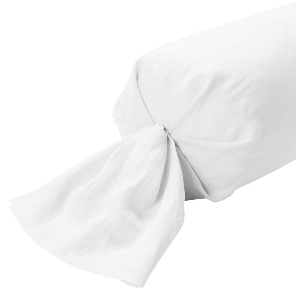 Taie de traversin lin blanc 43x210 cm
