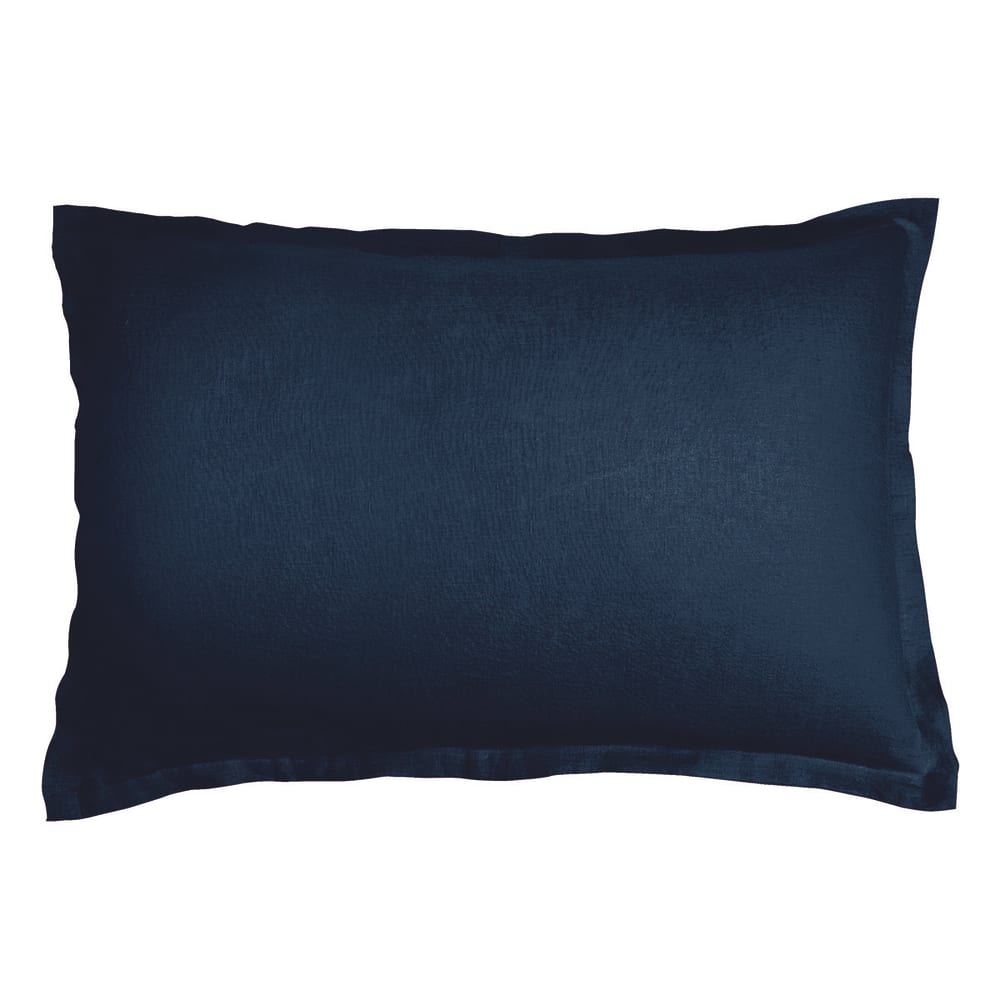 Taie d'oreiller lin bleu de chine 50x75 cm - Maisons du Monde