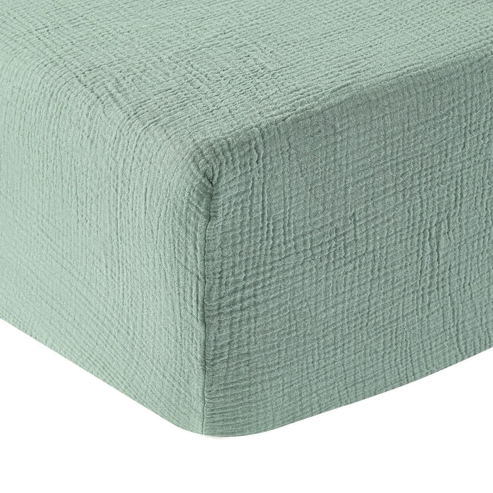 Drap housse gaze de coton celadon 140x190 cm — vue 3