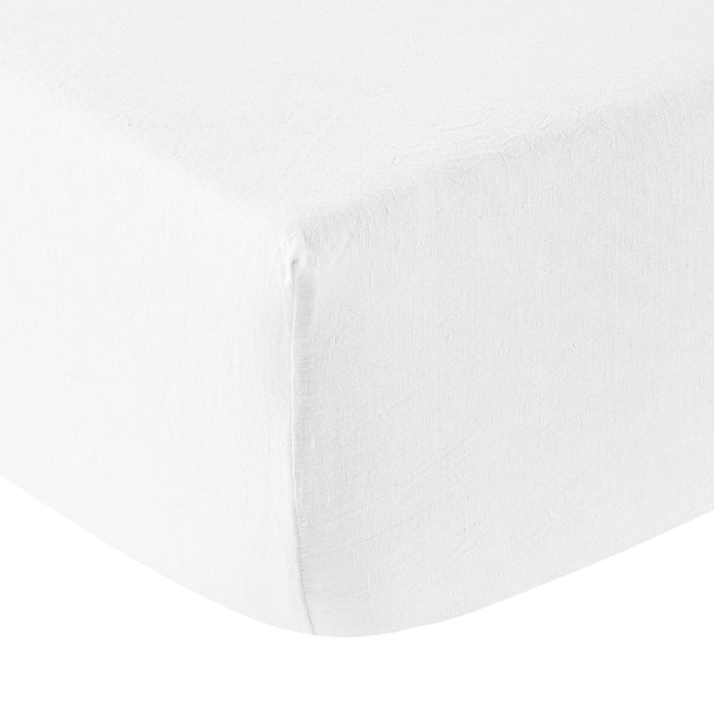 Drap housse lin blanc 90x190 cm - Maisons du Monde