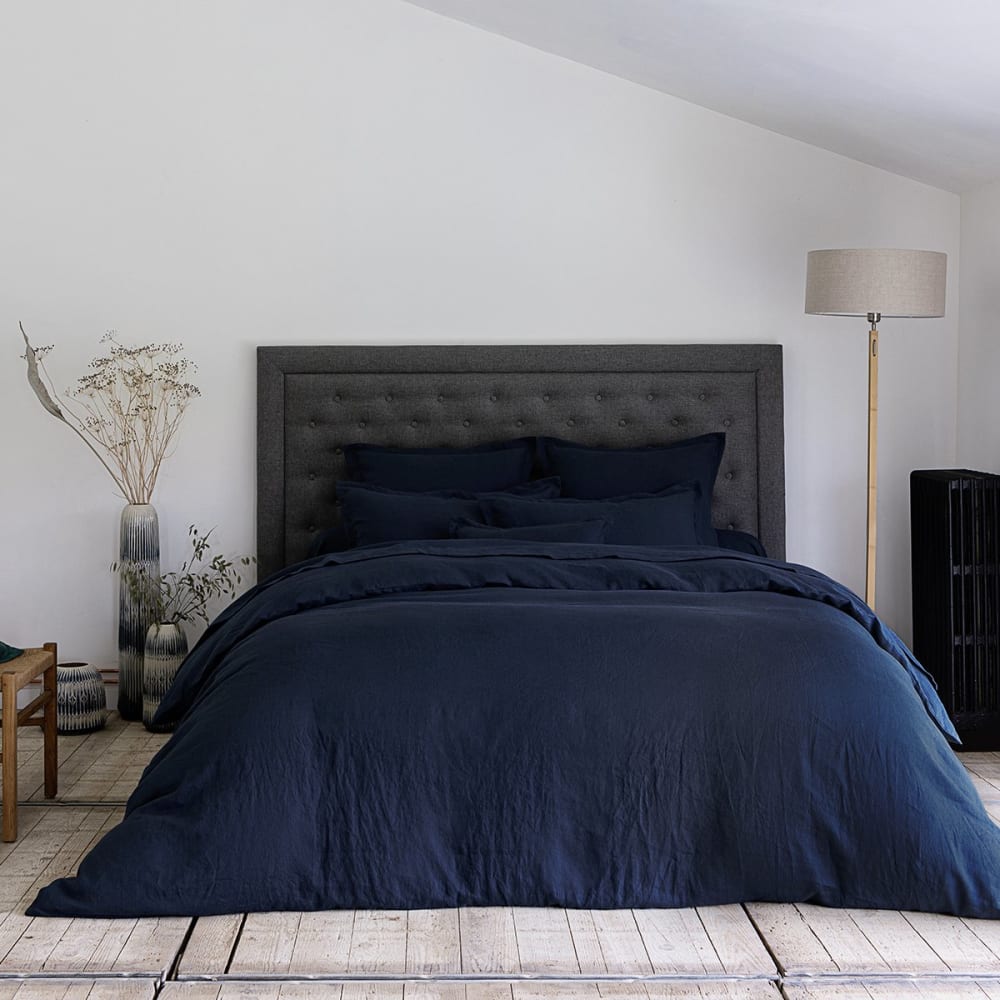 Housse de couette lin bleu de chine 200x200 cm