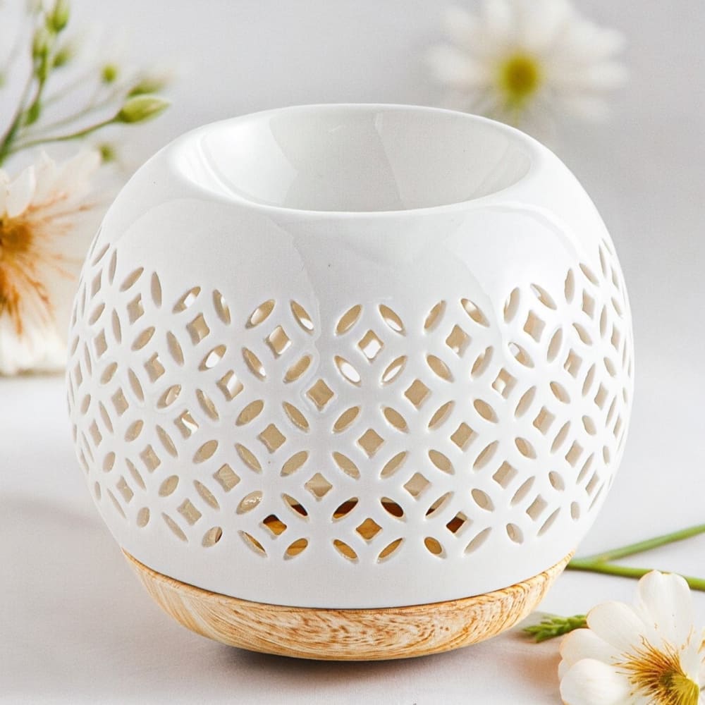 Duftbrenner weiß aus lackierter keramik - H9,5 cm - Maisons Du