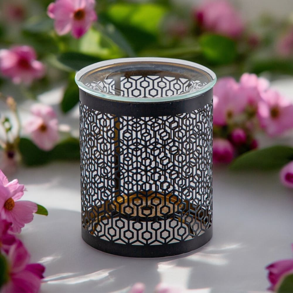 Duftbrenner aus Metall und schwarzem Glas - H10,5 cm - Maisons Du
