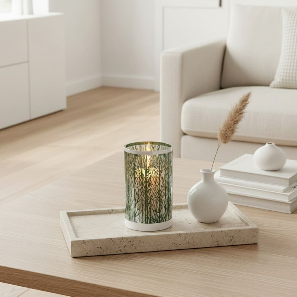 Porte-bougie décoratif en verre blanc et argenté H20 - Maisons du Monde