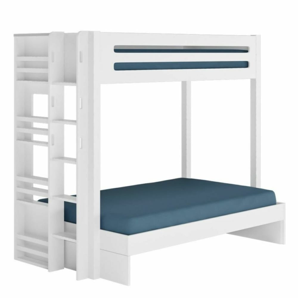 Lit superposé 3 places bois massif blanc 120x190 cm Lit superposé 3 places bois massif blanc 120x190 cm