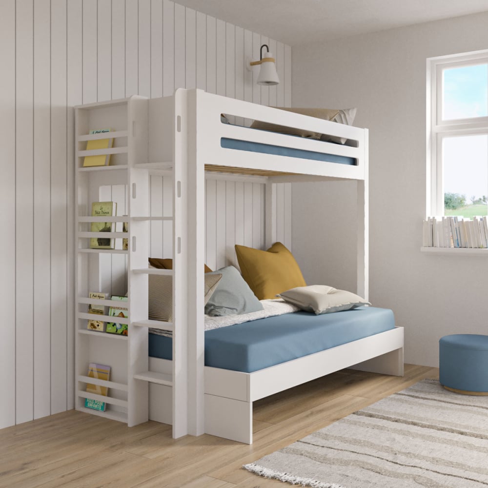 Lit superposé 3 places bois massif blanc 120x190 cm - Maisons du Monde