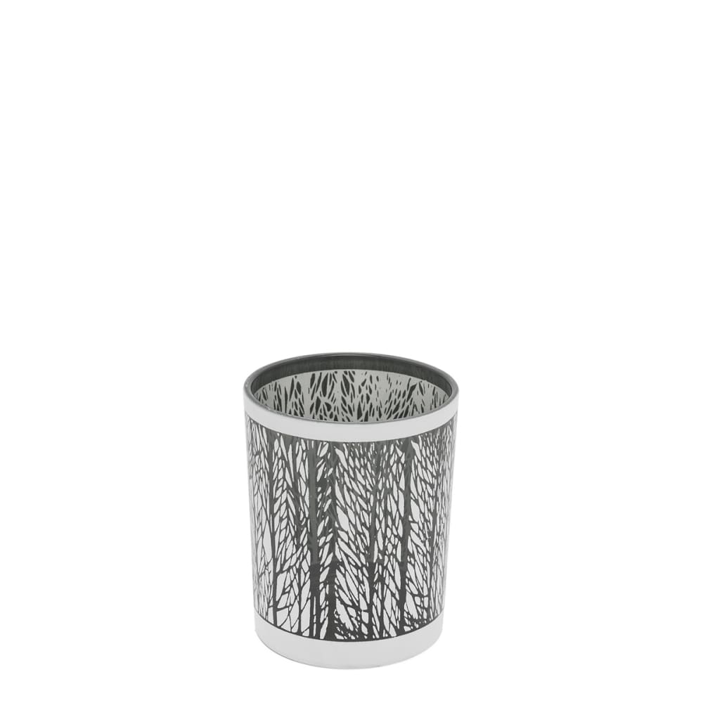 Sia Deco Dekorativer Kerzenhalter aus Glas H13, Weiß und Silber style modern Weiß Glas
