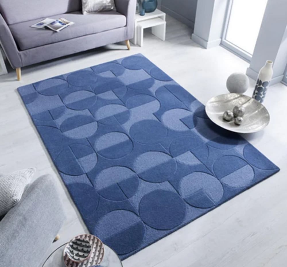 Tapis de salon laine tufté main bleu 120x170 cm - Maisons du Monde