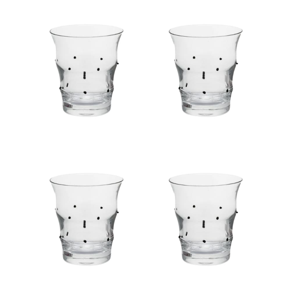 Set de 4 verres à eau en verre soufflé transparent et noir h10 Set de 4 verres à eau en verre soufflé transparent et noir h10