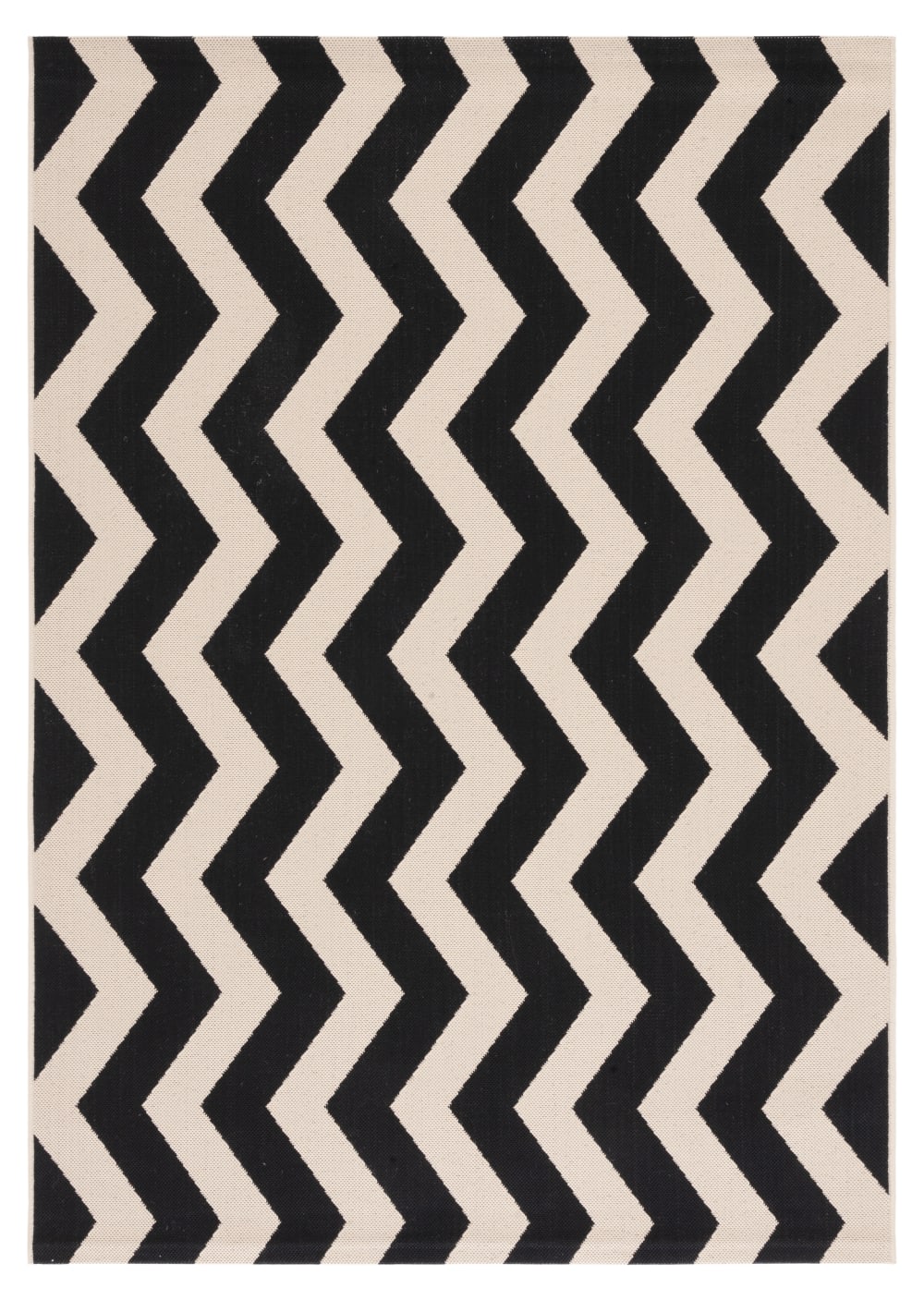 Tapis chevron en polypropylène noir/beige, 201 x 290 cm - Maisons du Monde