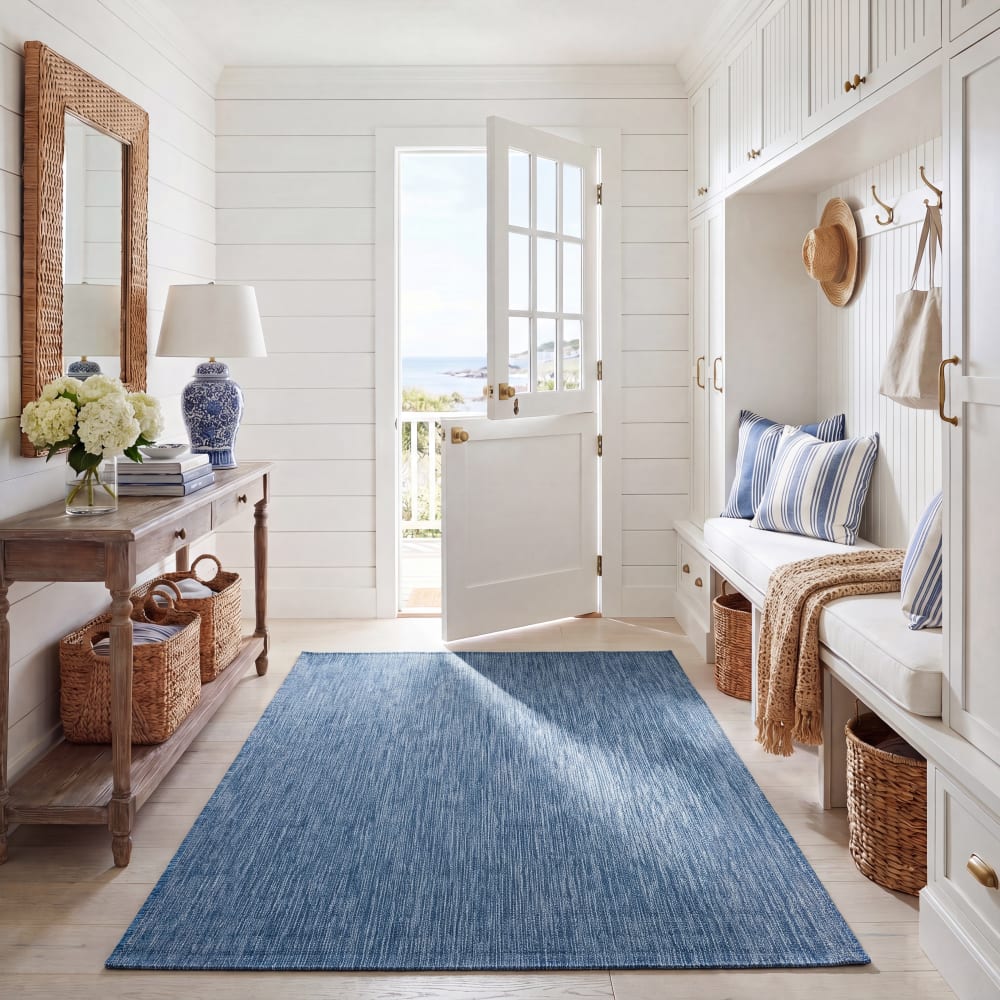 Tapis contemporain en polypropylène bleu, 122 x 170 cm - Maisons du Monde