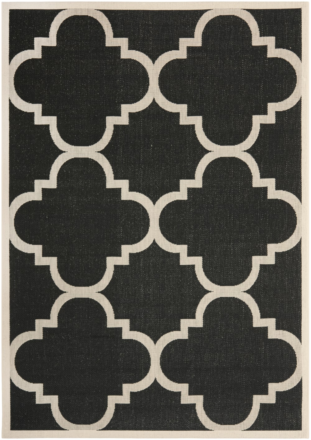 Tapis treillis en polypropylène noir/beige, 160 x 231 cm - Maisons du Monde