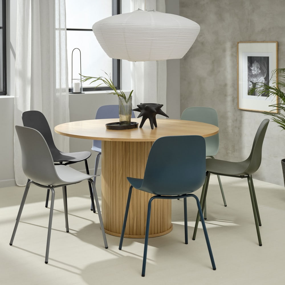 Lot de 4 chaises en plastique et métal - Gris