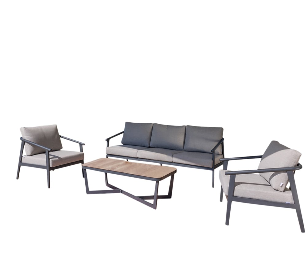 Salon de jardin en aluminium gris anthracite