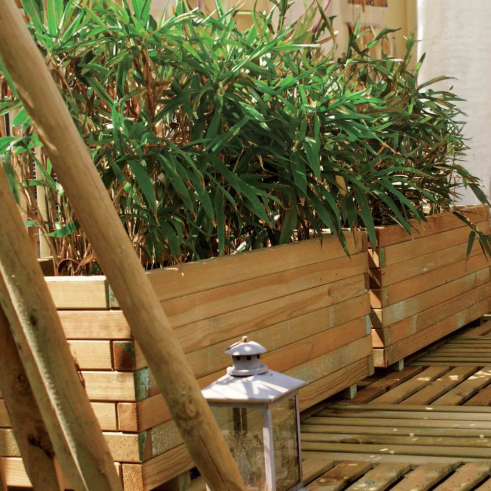 Bac à fleurs en bois beige 110 x 50 x 38 cm