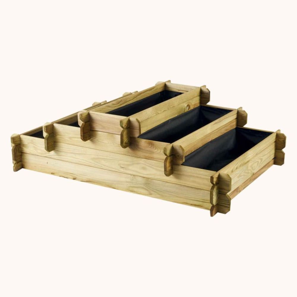 Carré potager en bois traité beige 120 x 80 x 36 cm