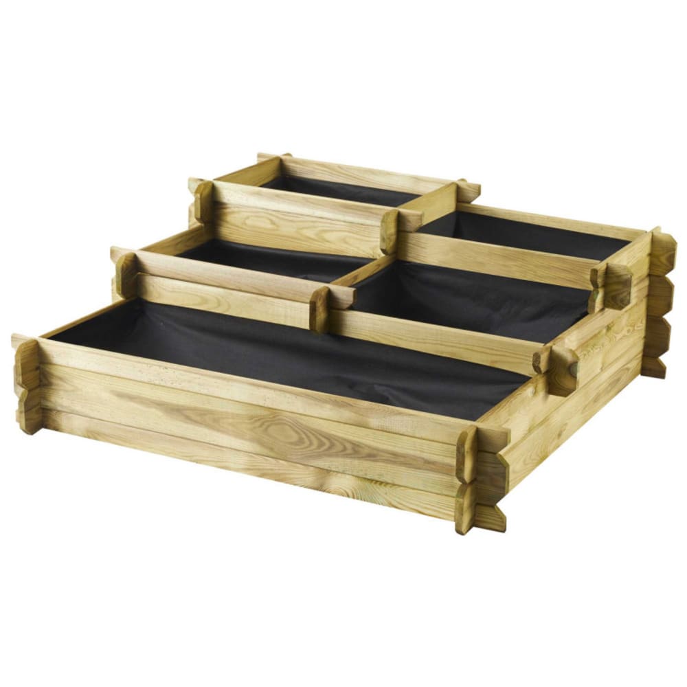 Carré potager 5 compartiments 187 litres en bois traité beige
