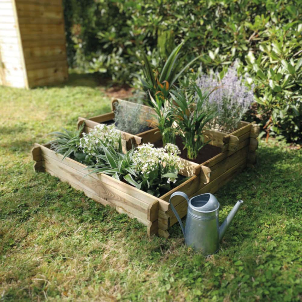 Carré potager 5 compartiments 187 litres en bois traité beige - Maisons du Monde