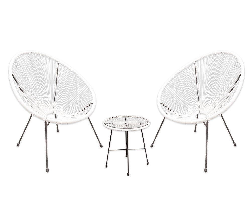 Salon de jardin 2 places en acier  blanc