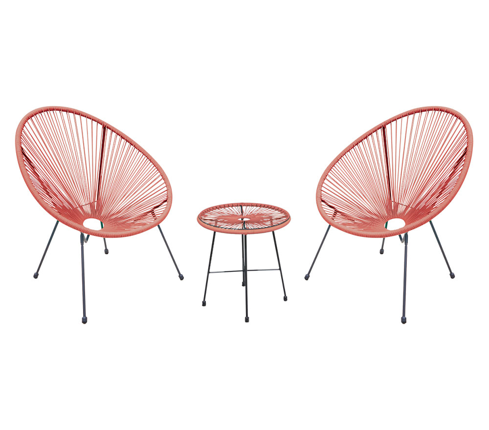 Salon de jardin 2 places en acier  terracotta