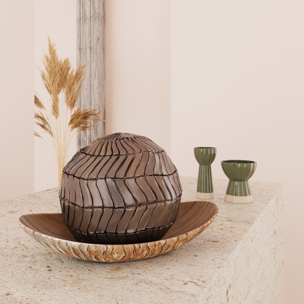 Boule décorative en résine effet bois sculpté - Maisons du Monde