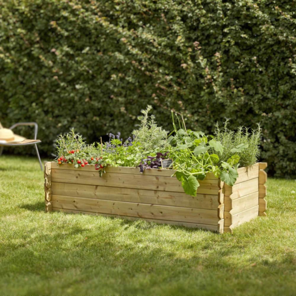 Carre potager au sol en bois 214l - Maisons du Monde