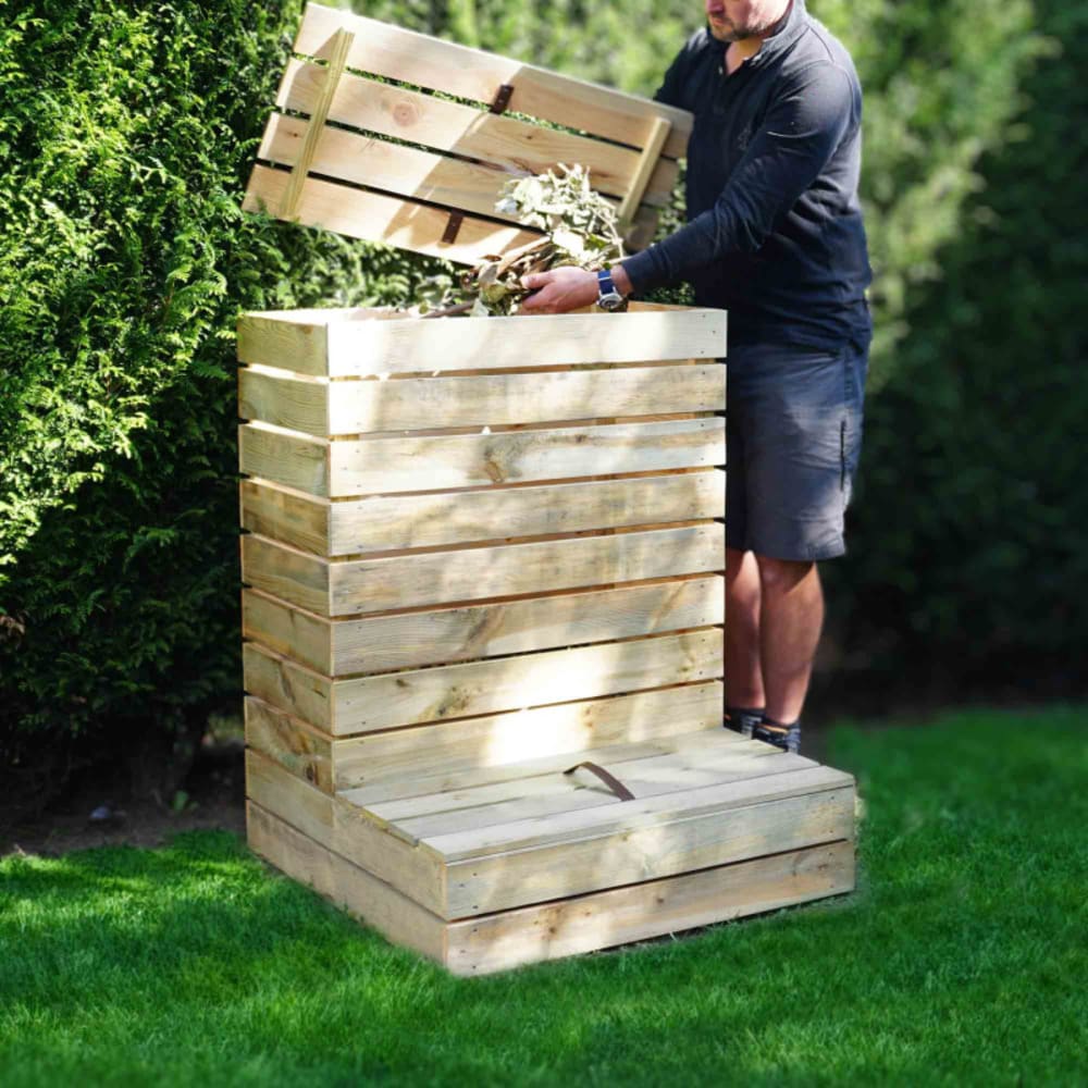 Composteur en bois traité marron 79 x 81 x 100 cm