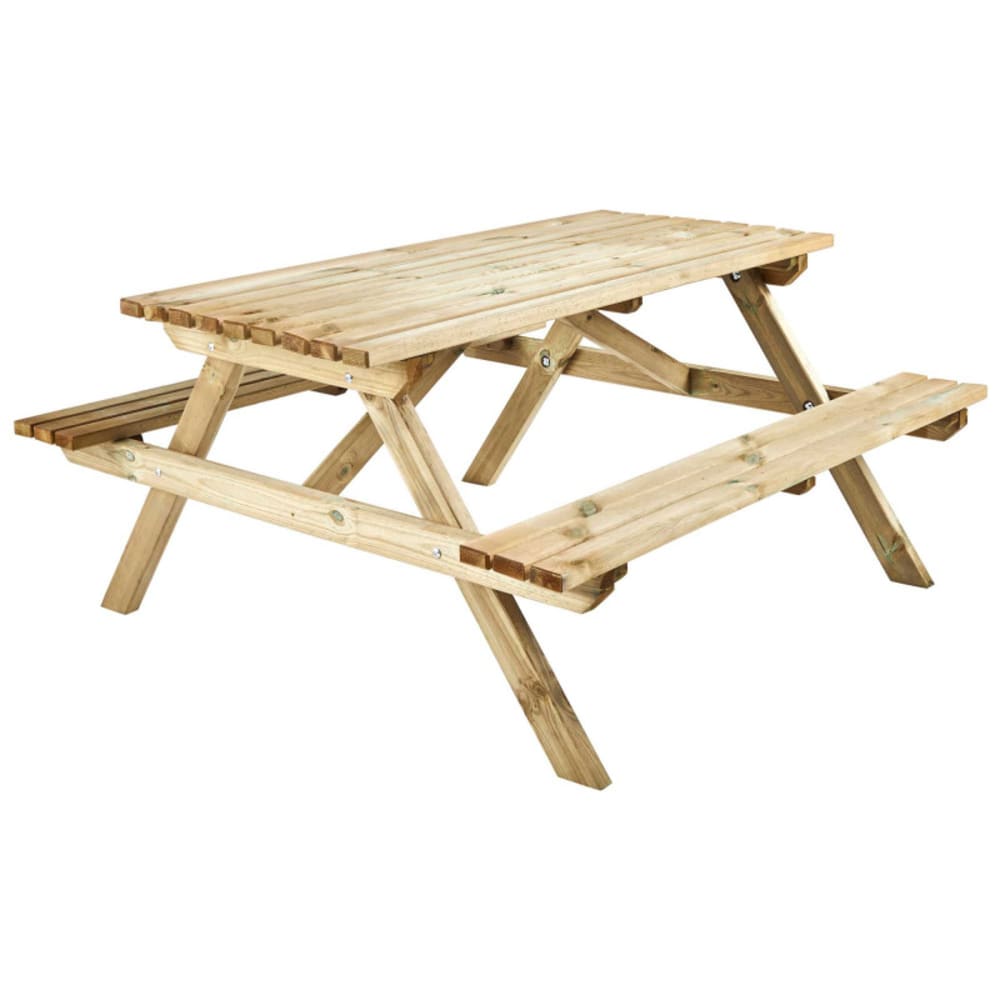 Table de pique-nique en bois beige 6 personnes 152 x 150 x 75 cm