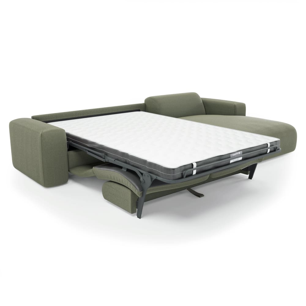 Canapé angle droit convertible express 5 places tissu tramé vert olive - Maisons du Monde