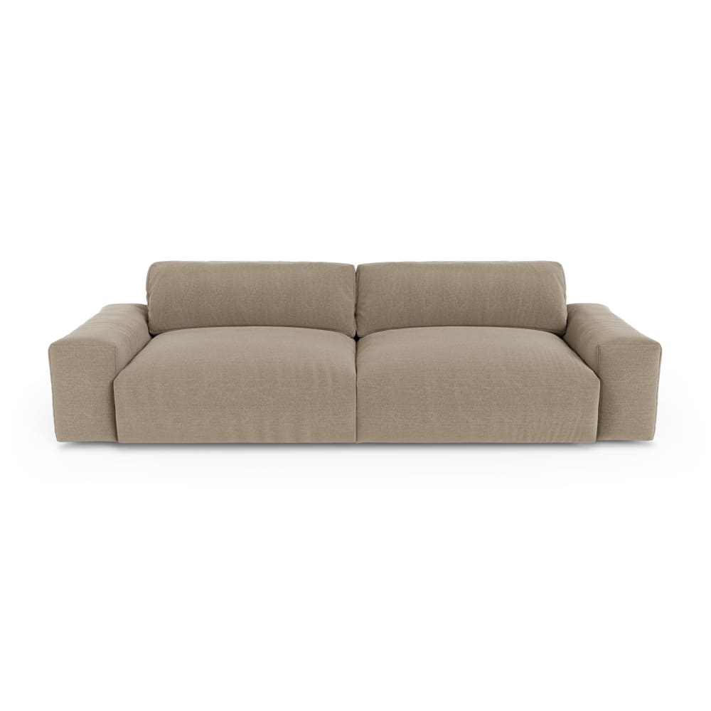 Canapé 3 places en tissu tramé toucher doux  taupe