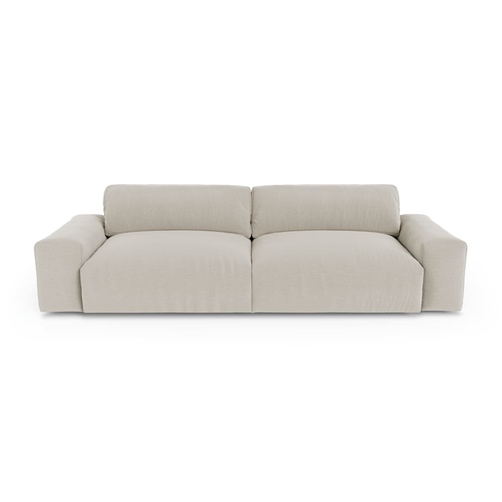 Canapé 3 places en tissu tramé toucher doux  beige