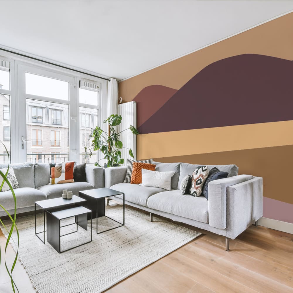 Acte Deco Panorama-Vliestapete geometrische Hügellandschaft, Braun 225 style modern Braun Öko-Tex Zertifikat Papier