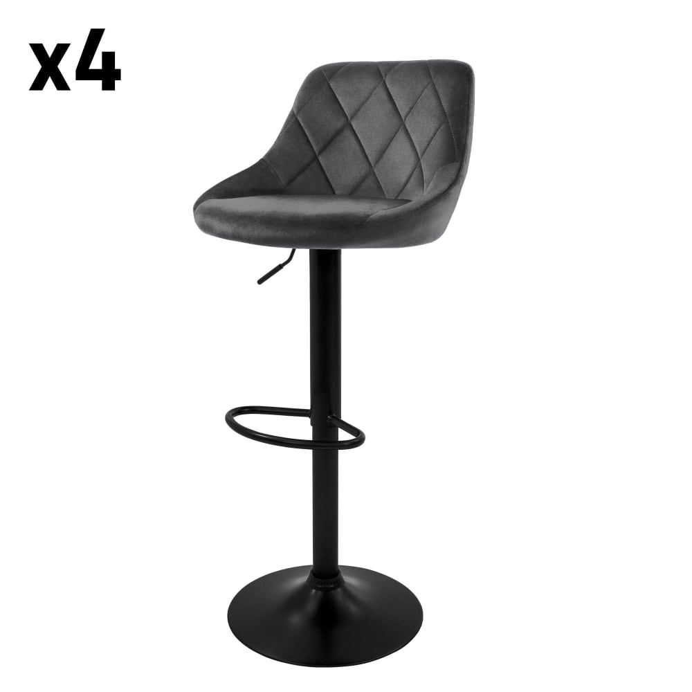 ML-Design Barhocker 4er Set aus Samt Grau höhenverstellbar drehbar Grau Samt