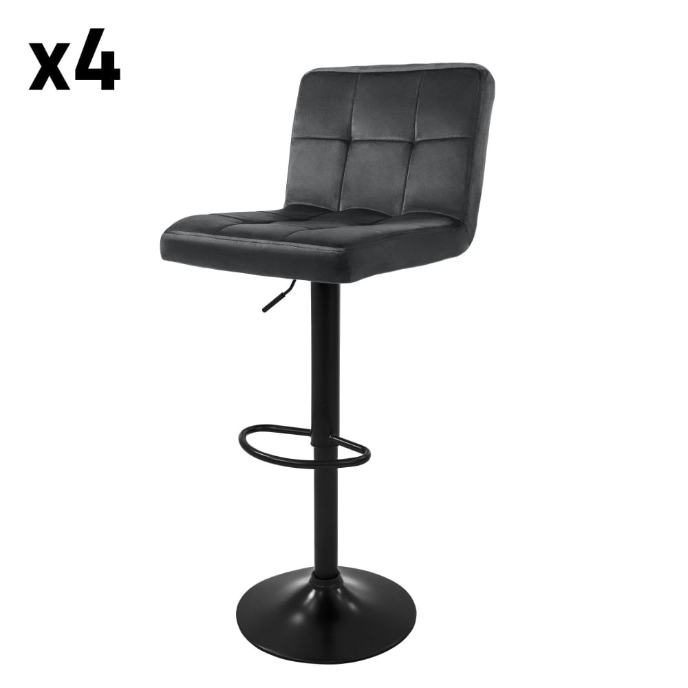 ML-Design Barhocker 4er Set Grau aus Samt höhenverstellbar drehbar Grau Samt